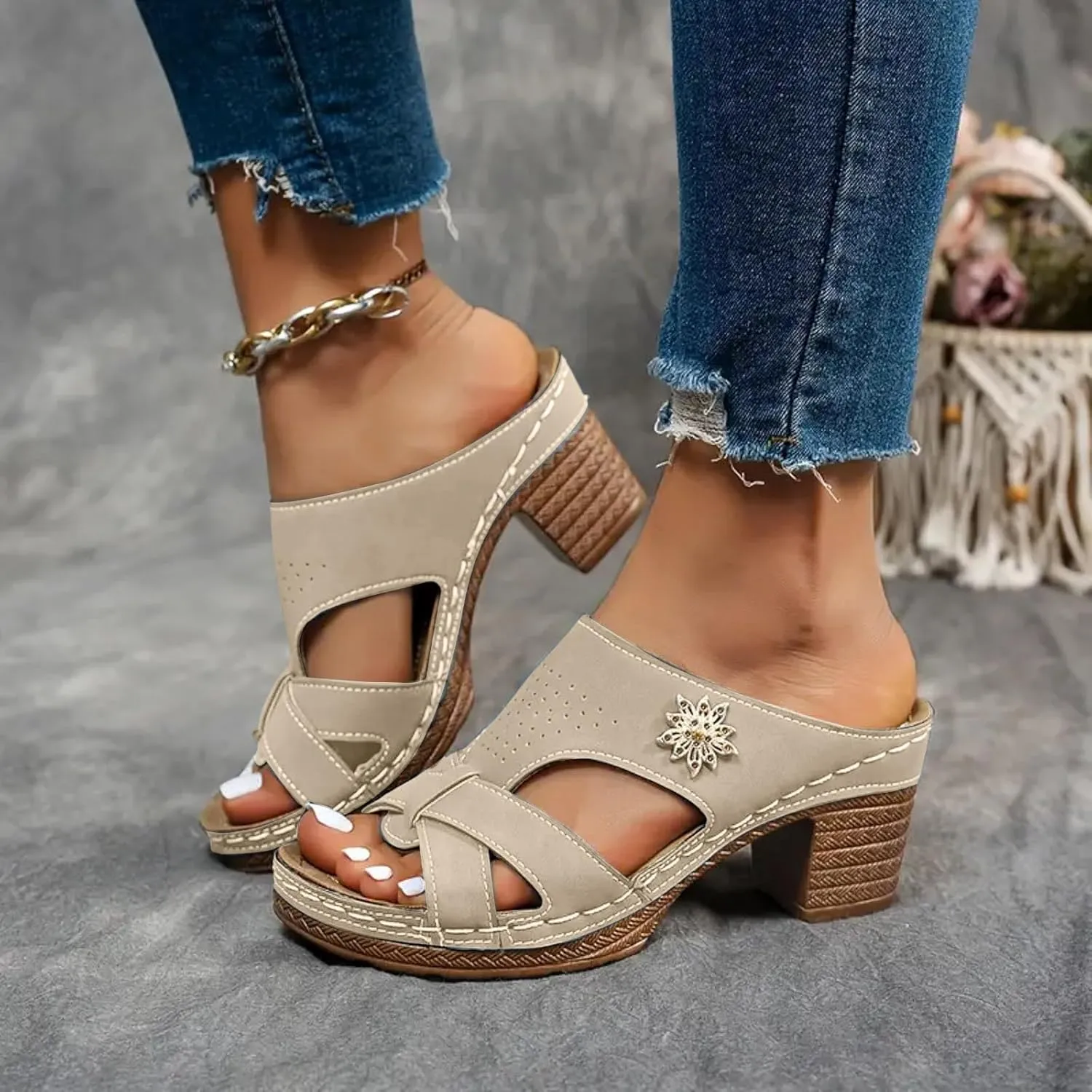Women's Thick Heeled Fish Mouth Shoes Fashionable And Casual Hollowed Out Comfortable Fashion Sandals for Women