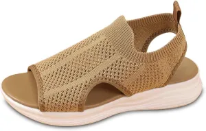 Womens Wedge Sandals Women's Comfortable Air Cushion Support Walking Sandal Breathable Knit Slingback Platform Shoes