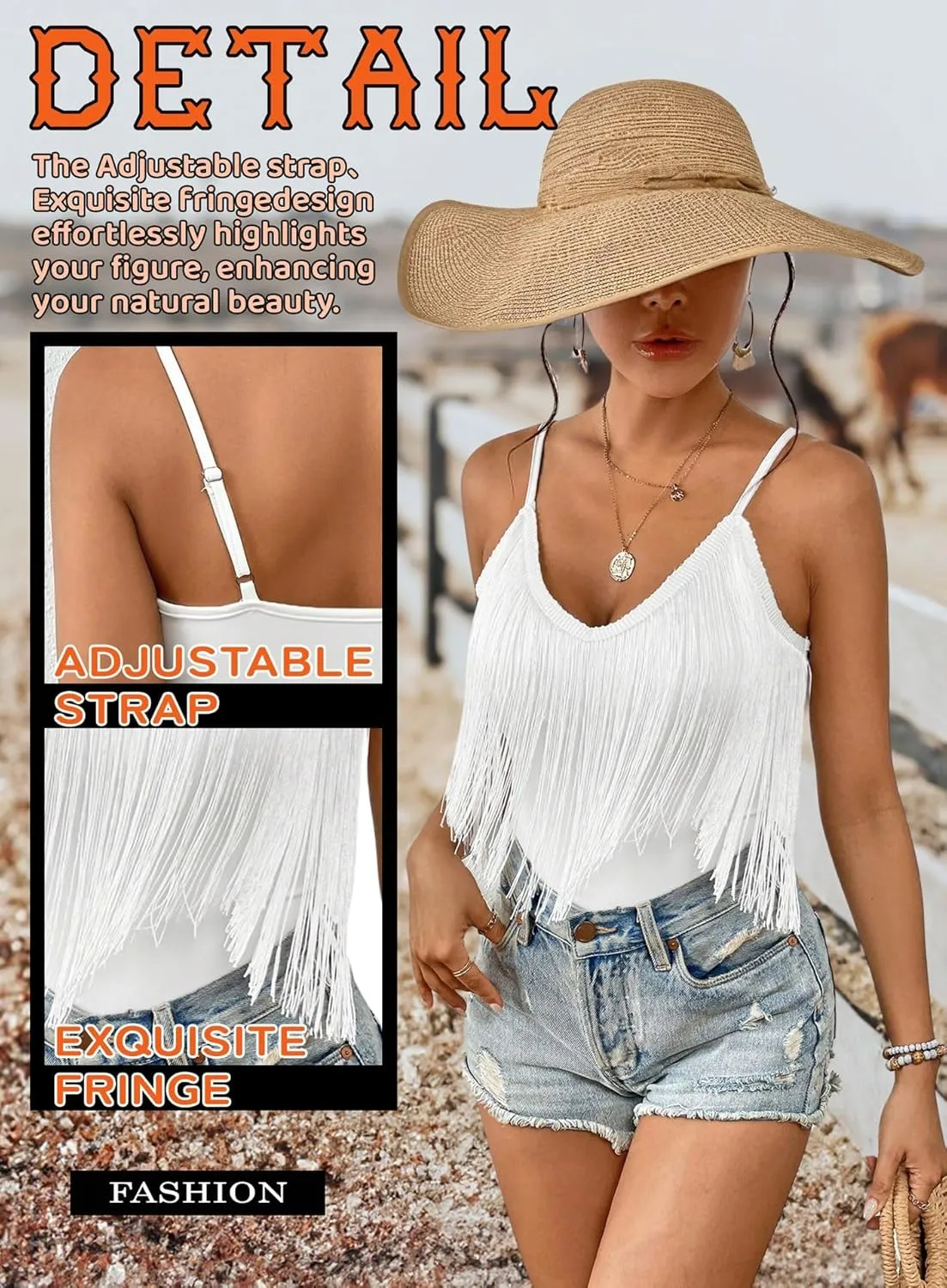 Womens Western Cowgirl Fringe Top - Country Concert Outfits Festival Tassel Hem Boho Rodeo Camisole Rave Tank Shirt