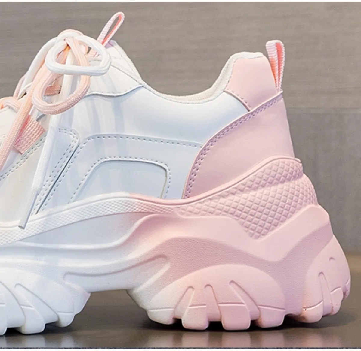 Women's Y2K Cloud Walker Platform Sneakers Cute Pastel Chunky Dad Shoes | Teen Girls Korean Ulzzang Fashion | Extra Height Blue/Pink Gradient Aesthetic