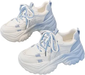 Women's Y2K Cloud Walker Platform Sneakers Cute Pastel Chunky Dad Shoes | Teen Girls Korean Ulzzang Fashion | Extra Height Blue/Pink Gradient Aesthetic