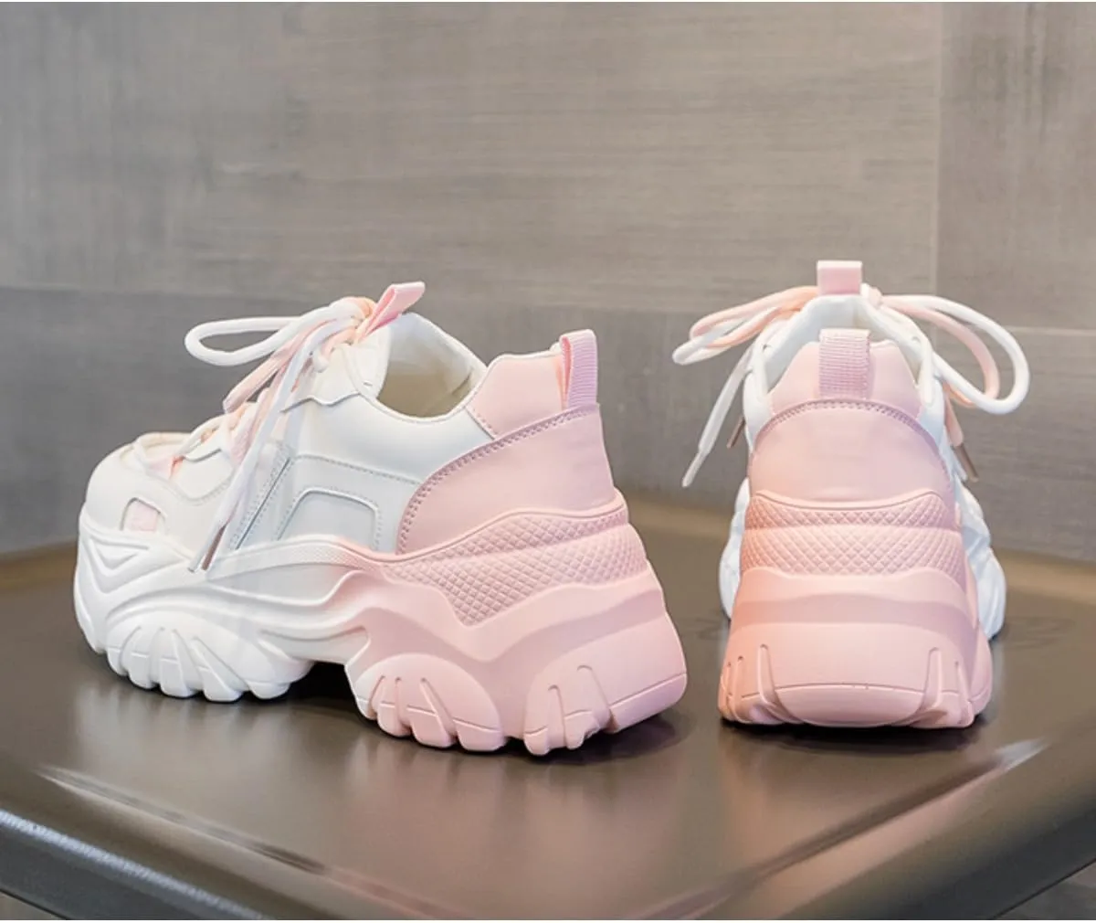 Women's Y2K Cloud Walker Platform Sneakers Cute Pastel Chunky Dad Shoes | Teen Girls Korean Ulzzang Fashion | Extra Height Blue/Pink Gradient Aesthetic