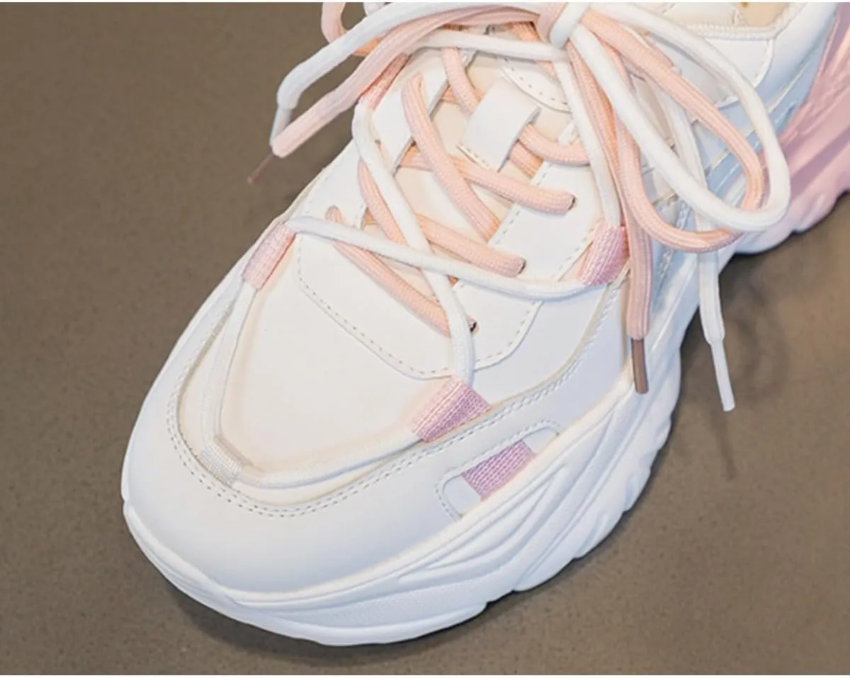 Women's Y2K Cloud Walker Platform Sneakers Cute Pastel Chunky Dad Shoes | Teen Girls Korean Ulzzang Fashion | Extra Height Blue/Pink Gradient Aesthetic
