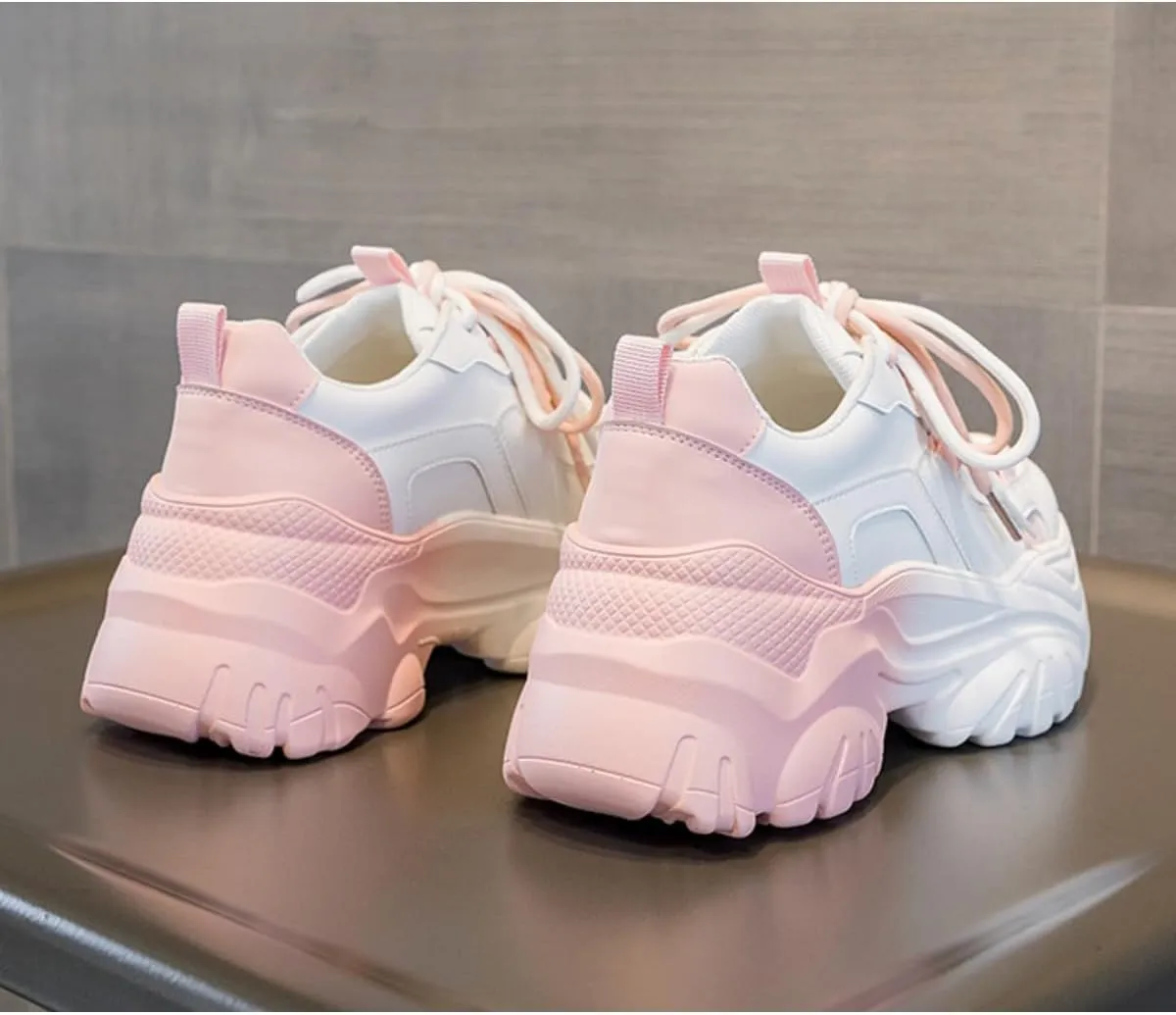 Women's Y2K Cloud Walker Platform Sneakers Cute Pastel Chunky Dad Shoes | Teen Girls Korean Ulzzang Fashion | Extra Height Blue/Pink Gradient Aesthetic