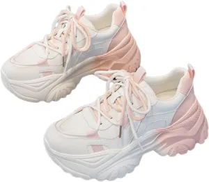 Women's Y2K Cloud Walker Platform Sneakers Cute Pastel Chunky Dad Shoes | Teen Girls Korean Ulzzang Fashion | Extra Height Blue/Pink Gradient Aesthetic