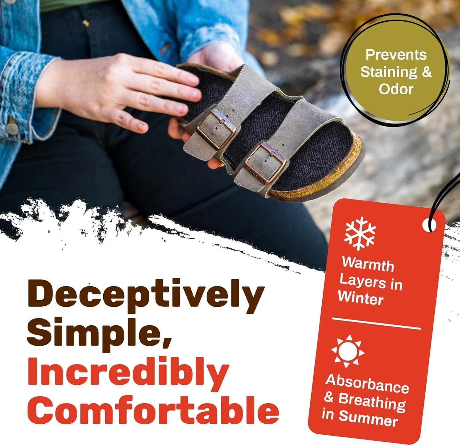 Wool Flat Shoe Insert for Sandals & Sockless Shoes, Comfortable Shoe Insoles with Sweat-Absorbent Natural Fiber & Non-Slip Silicone Grip, Wide-Cut Foot Soles for Men & Women, Black, Size 42 - SoxsolS