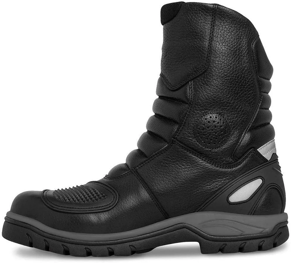 WORKLAND 77418 Motorcycle Boots Men - Leather Boots with Protections - Motorcycle Shoes for Men - Rubber Sole Slip Resistant and Reflective Motorcycle Riding Boots - Botas para Motocicleta Hombre