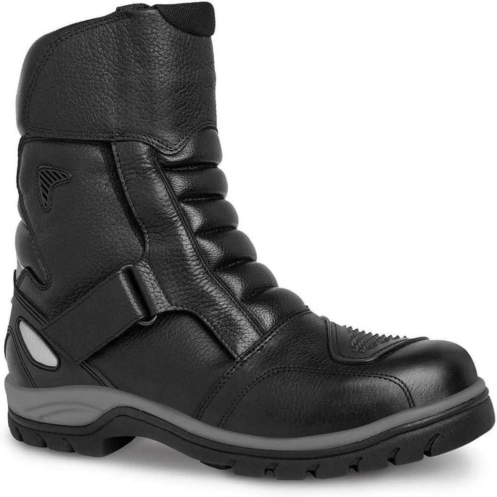 WORKLAND 77418 Motorcycle Boots Men - Leather Boots with Protections - Motorcycle Shoes for Men - Rubber Sole Slip Resistant and Reflective Motorcycle Riding Boots - Botas para Motocicleta Hombre