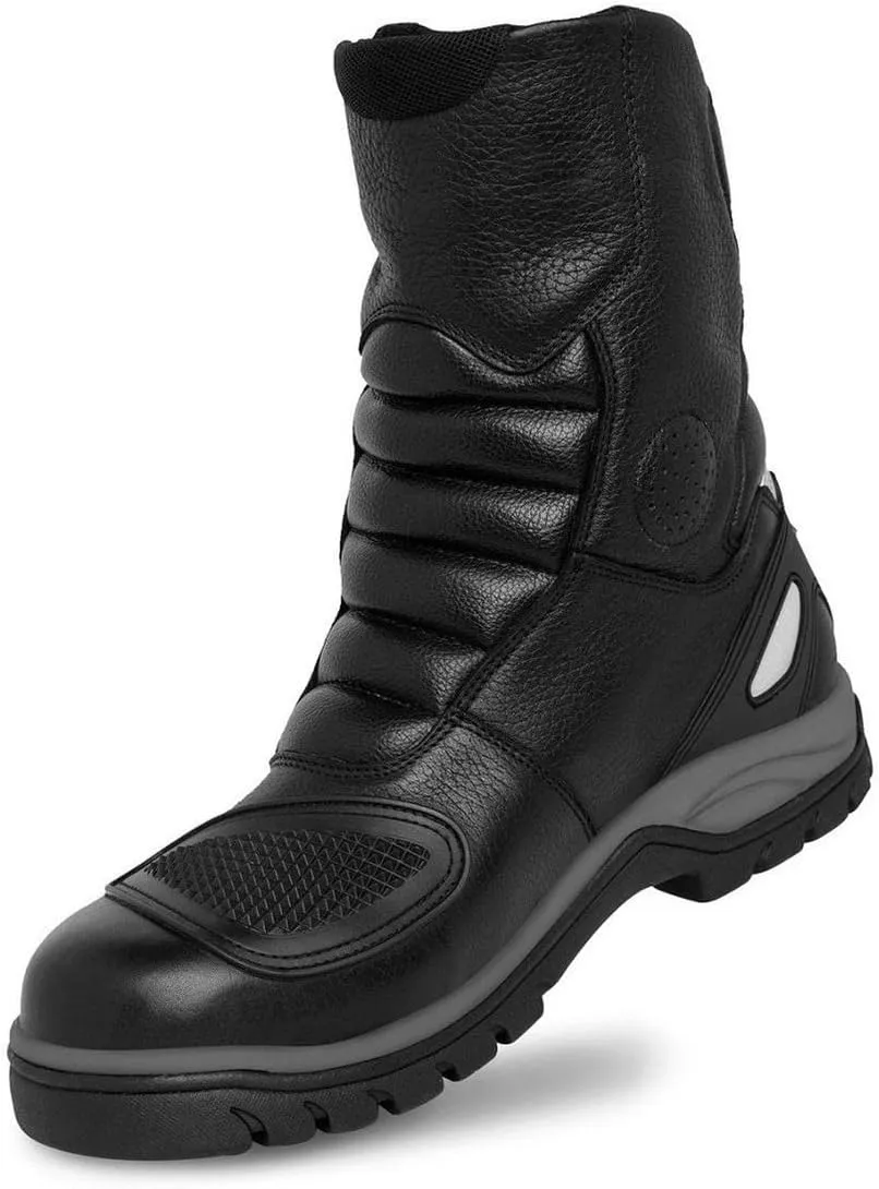 WORKLAND 77418 Motorcycle Boots Men - Leather Boots with Protections - Motorcycle Shoes for Men - Rubber Sole Slip Resistant and Reflective Motorcycle Riding Boots - Botas para Motocicleta Hombre