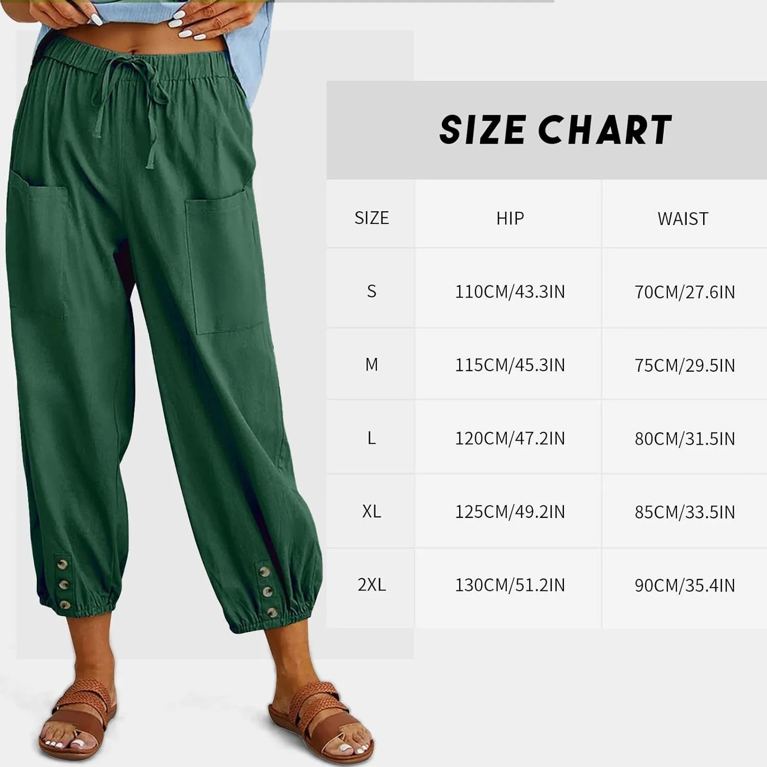 WROLEM Women's High Waist Capri Pants with Pockets Wide Leg Cropped Pants for Women - Black - Small