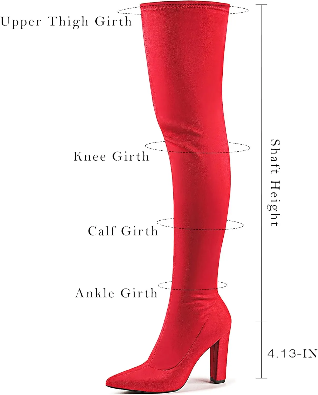 WSKEISP Women's Thigh High Boots Stretch Suede Over The Knee High Boots 4.13IN Chunky Heel Fall Winter Boots