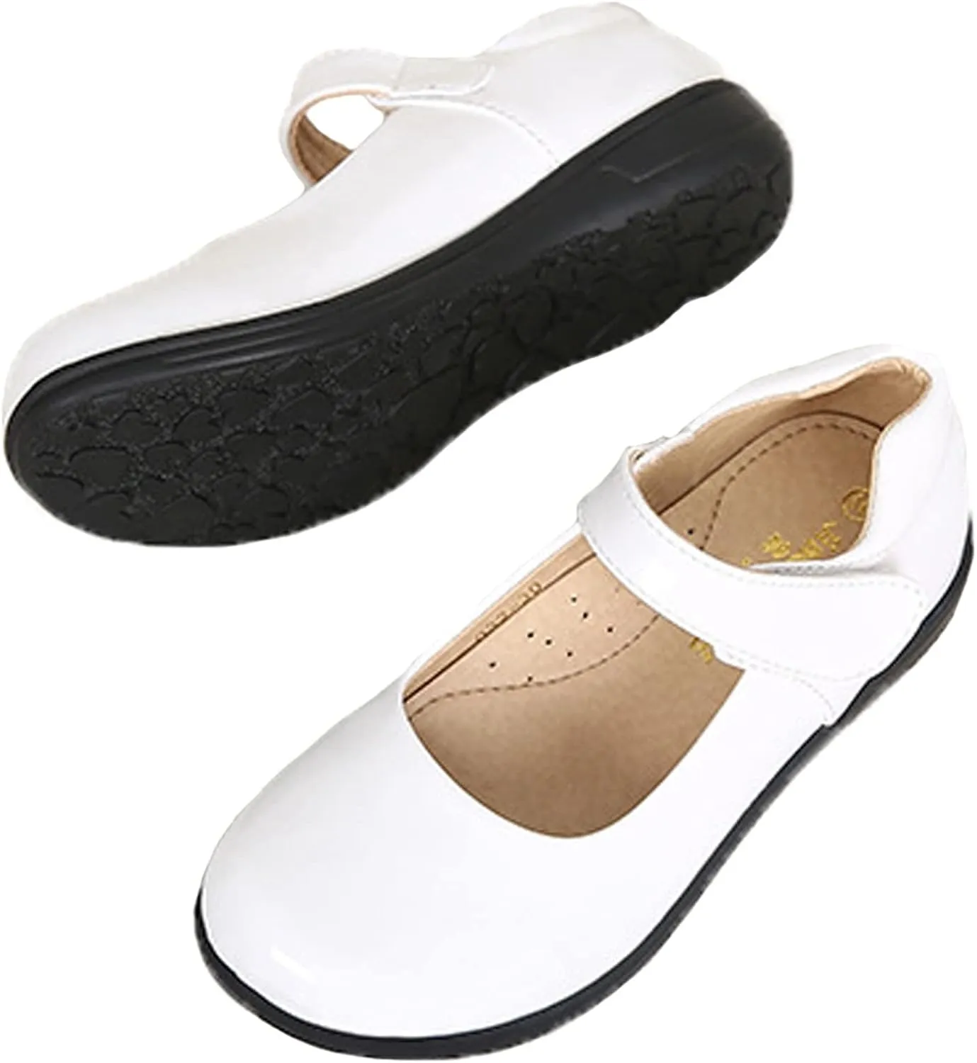 WUIWUIYU Little Big Girls Performance School Uniform Dress Mary Jane Flats Shoes
