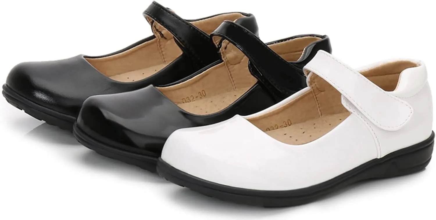 WUIWUIYU Little Big Girls Performance School Uniform Dress Mary Jane Flats Shoes
