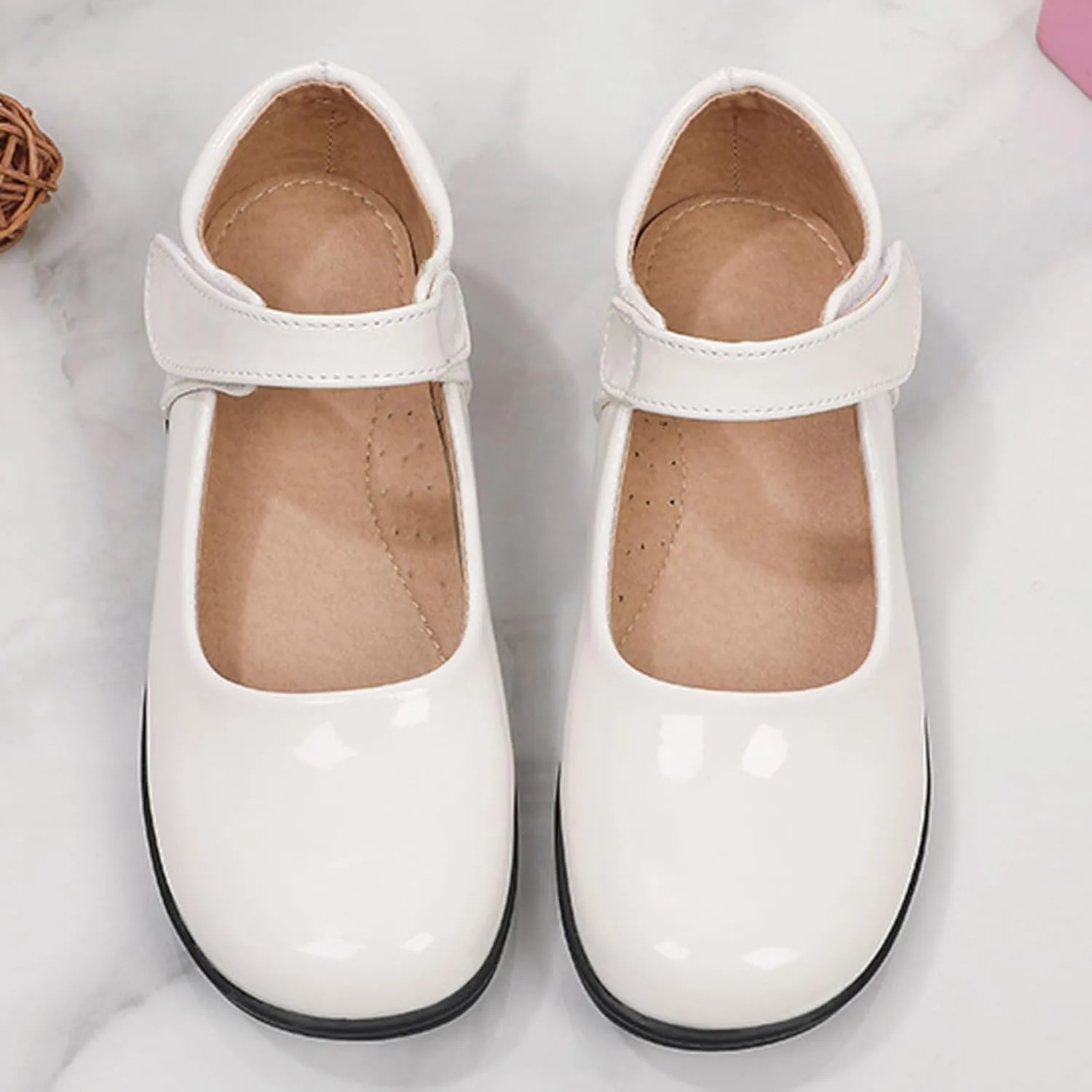 WUIWUIYU Little Big Girls Performance School Uniform Dress Mary Jane Flats Shoes