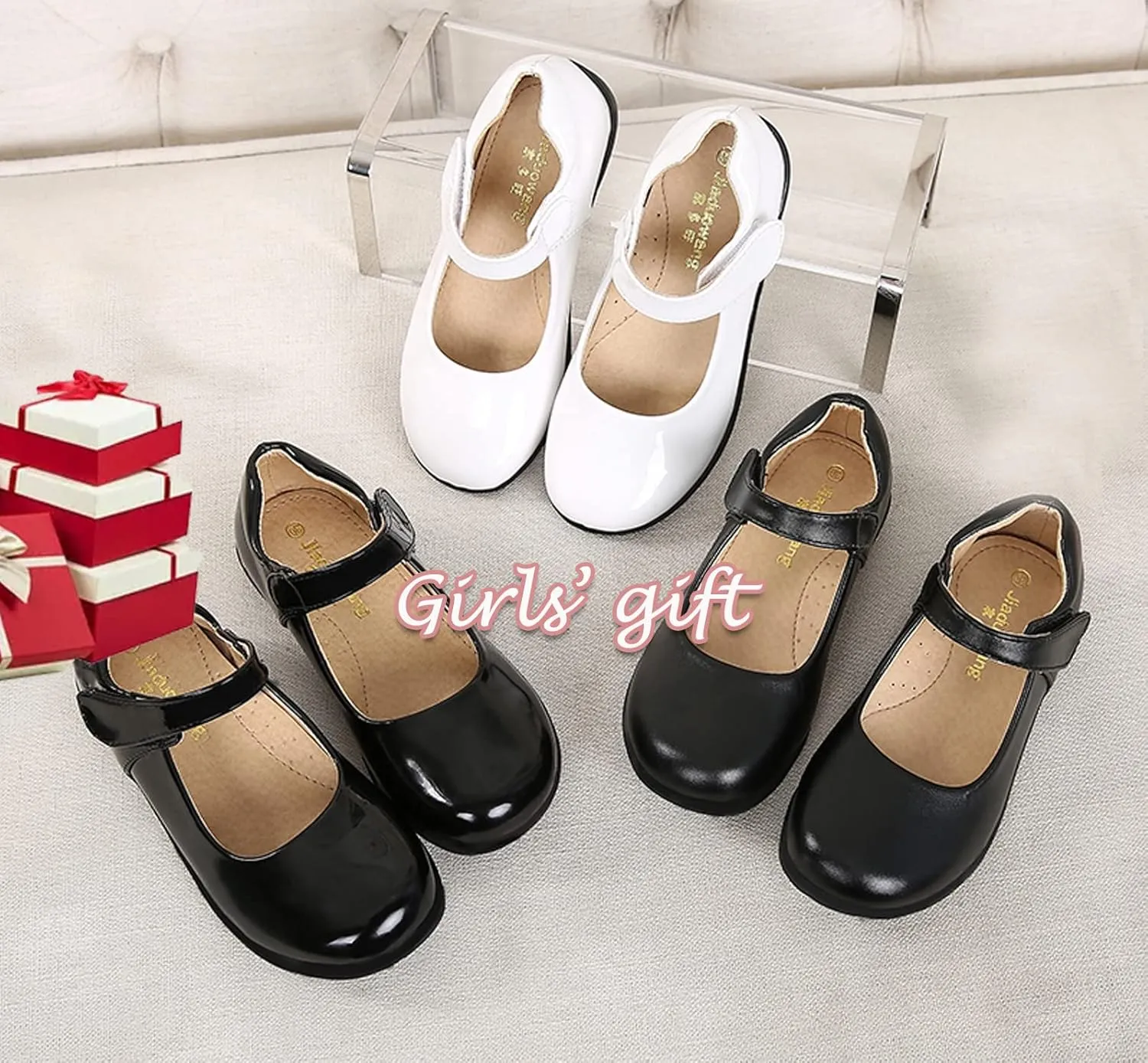 WUIWUIYU Little Big Girls Performance School Uniform Dress Mary Jane Flats Shoes