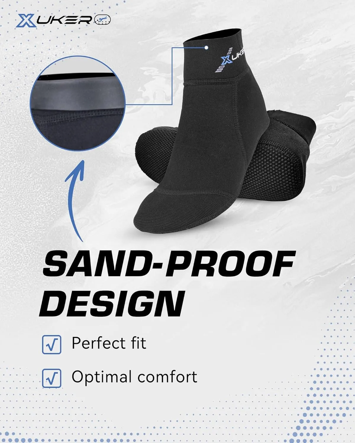 XUKER Neoprene Socks, 2mm Sand Proof Beach Volleyball Soccer Socks for Men Women