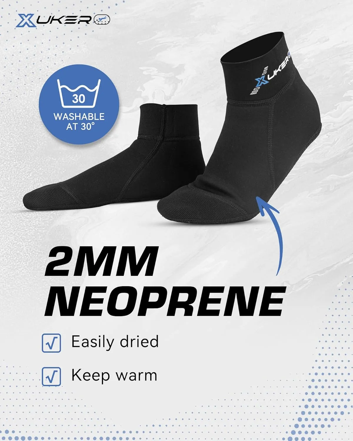 XUKER Neoprene Socks, 2mm Sand Proof Beach Volleyball Soccer Socks for Men Women