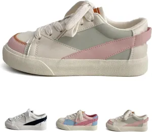 Y2K Cute Casual Sneakers for Women - Cute Plaid Shoes Chunky Rope Lace-up Fashion Comfortable White Shoes
