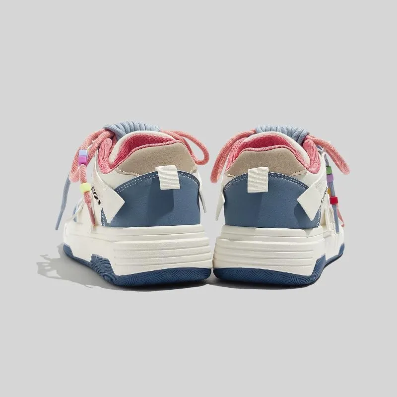 Y2K Cute Shoes Walking Sneakers for Women Chunky Pink Blue Strap Accents US 4-8