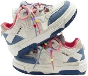 Y2K Cute Shoes Walking Sneakers for Women Chunky Pink Blue Strap Accents US 4-8