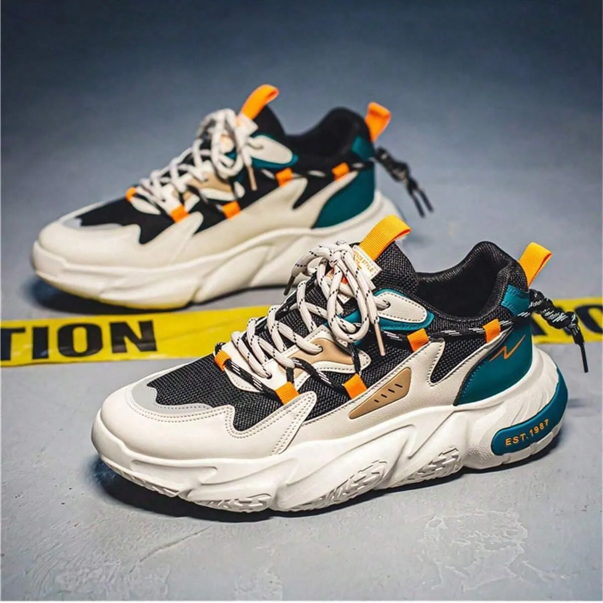 Y2K Mesh Fabric Chunky Style Height Boosting Sneakers for Men Fall Outdoor Casual Running Travel Use with Anti Skid Thick Sole and Modern Streetwear Look