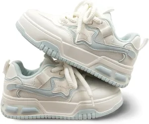 Y2K Sneakers for Women Cute Star Chunky Preppy Shoes Platform Walking Streetwear