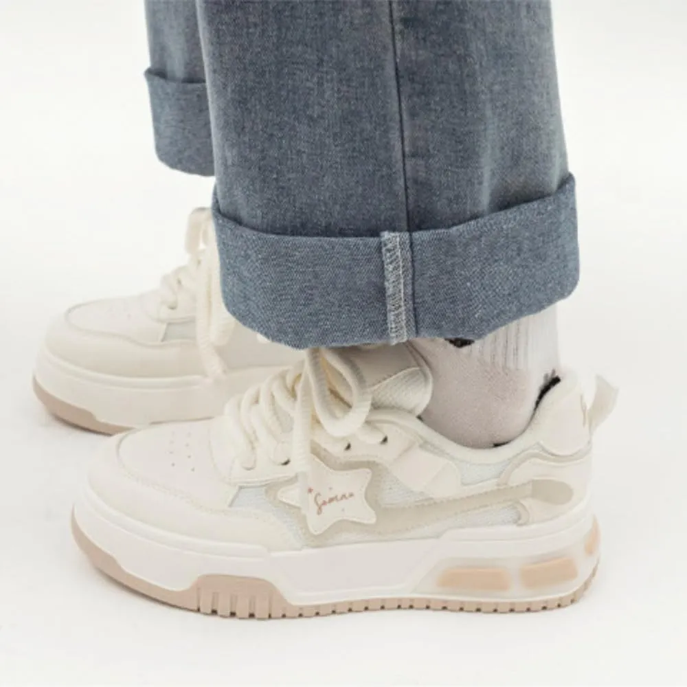 Y2K Sneakers for Women Cute Star Chunky Preppy Shoes Platform Walking Streetwear