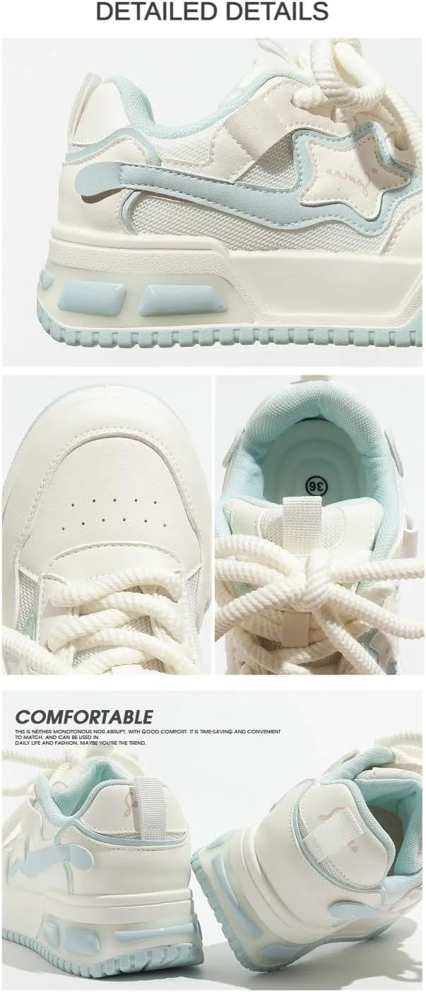 Y2K Sneakers for Women Cute Star Chunky Preppy Shoes Platform Walking Streetwear