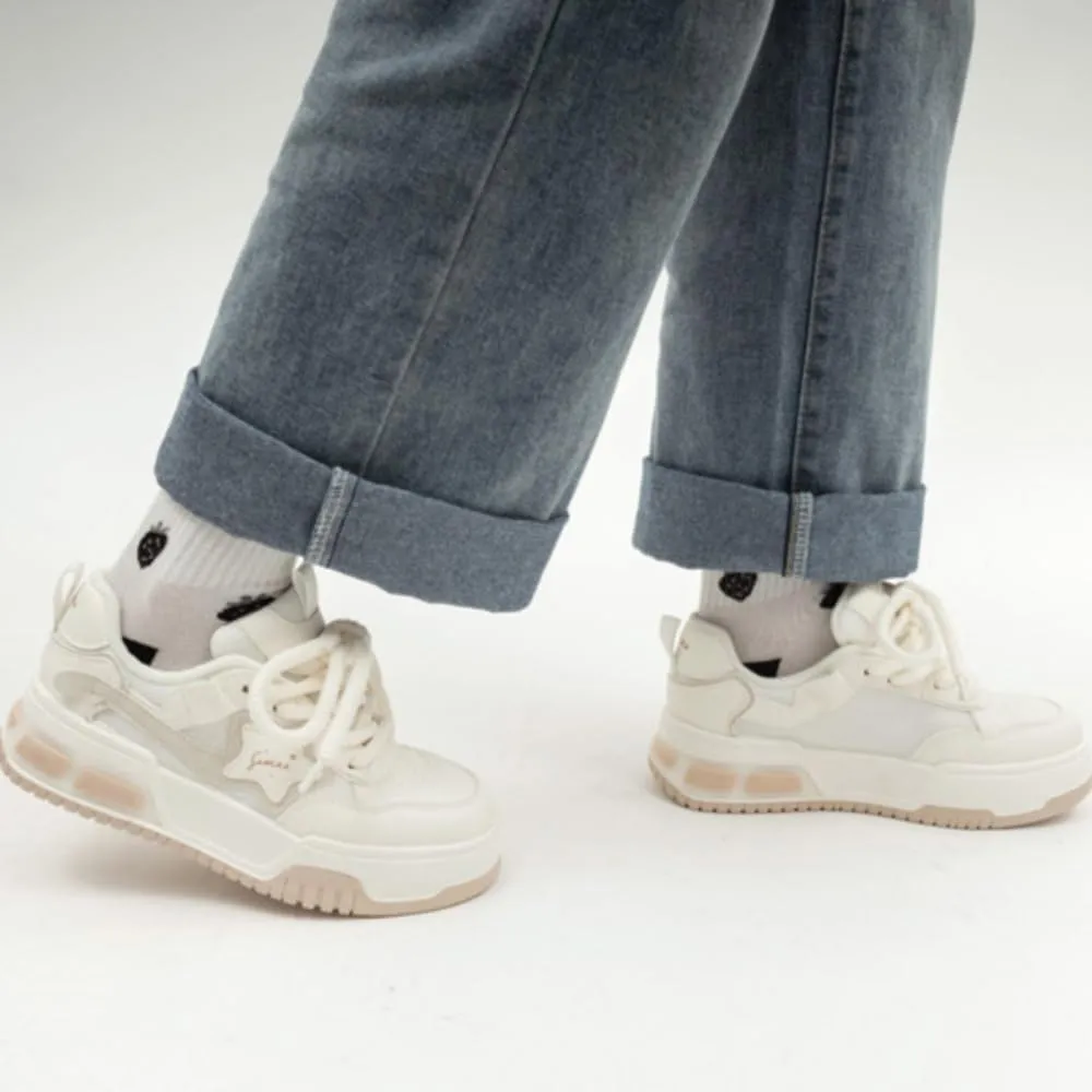 Y2K Sneakers for Women Cute Star Chunky Preppy Shoes Platform Walking Streetwear