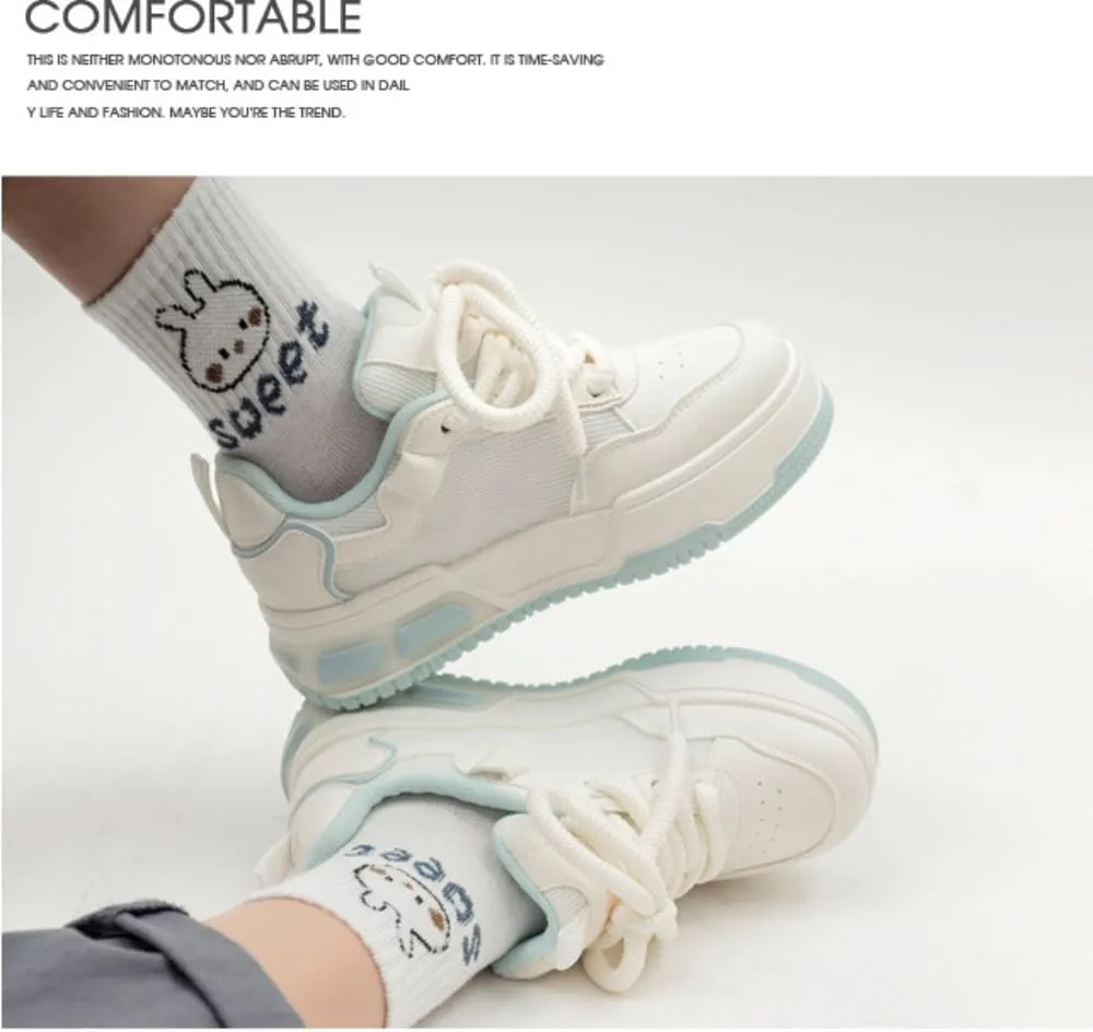 Y2K Sneakers for Women Cute Star Chunky Preppy Shoes Platform Walking Streetwear