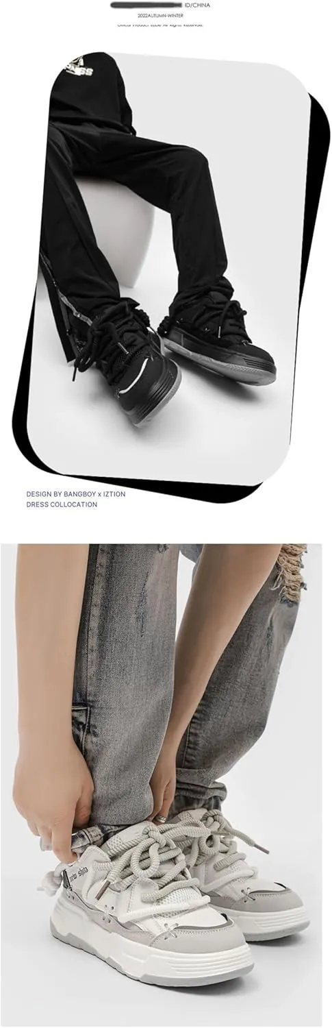 Y2K Sneakers Retro Thick Lace-Up Skate Shoes Fashionable Vintage Sneakers Chunky Sole Comfortable Casual Streetwear Shoes for Women and Men