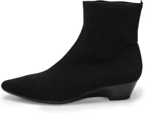 YEOJOU Ankle Boots for Women Low Heel Sock Booties Knit Pointed Toe Women's Winter Boots Sock Boots Fall Shoes Black Size 6.5