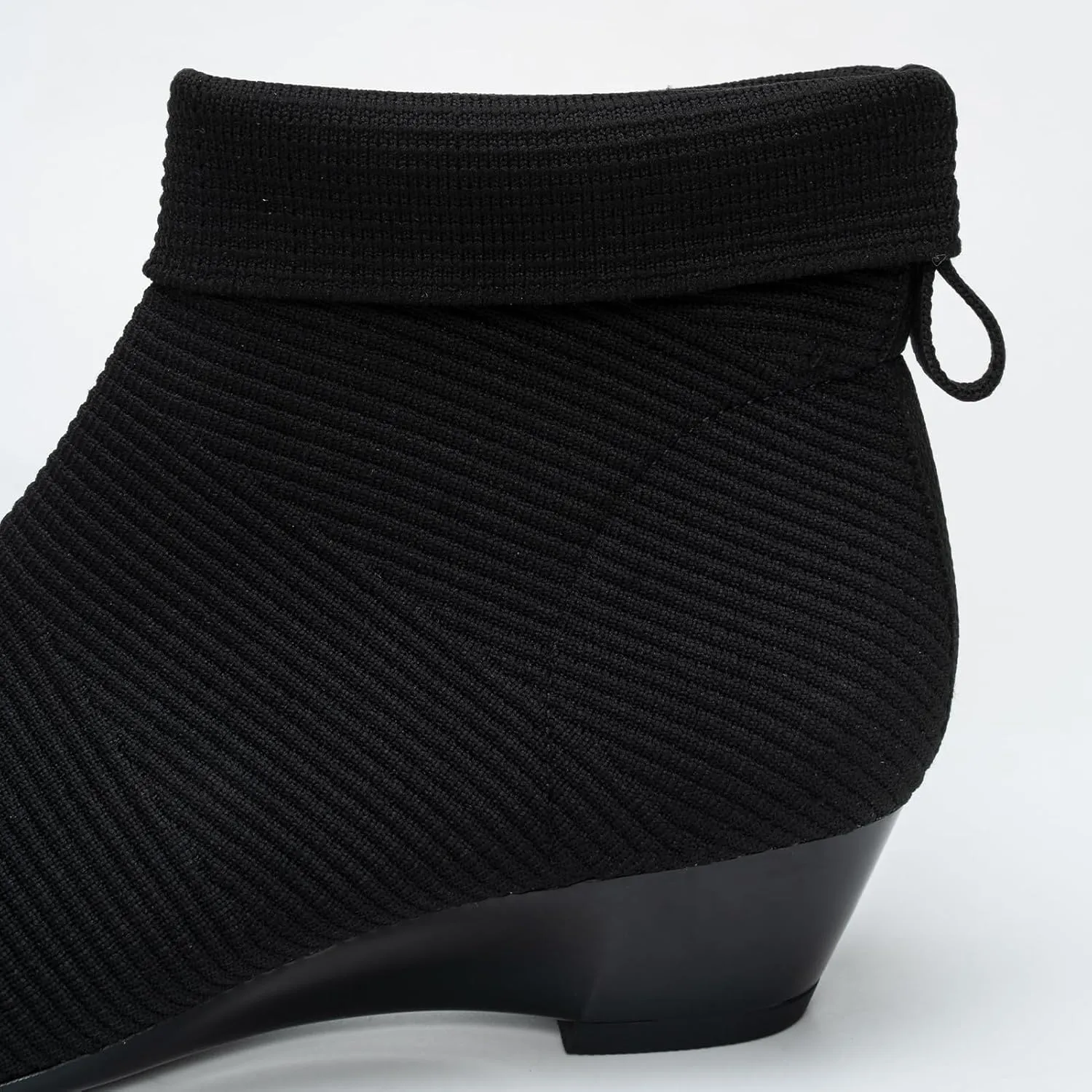 YEOJOU Ankle Boots for Women Low Heel Sock Booties Knit Pointed Toe Women's Winter Boots Sock Boots Fall Shoes Black Size 6.5