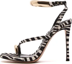 Yishaweiqi Metal Ankle Strap Heeled Sandals for Women Toe Ring Strappy Stiletto High Heels Square Toe Dress Sandals