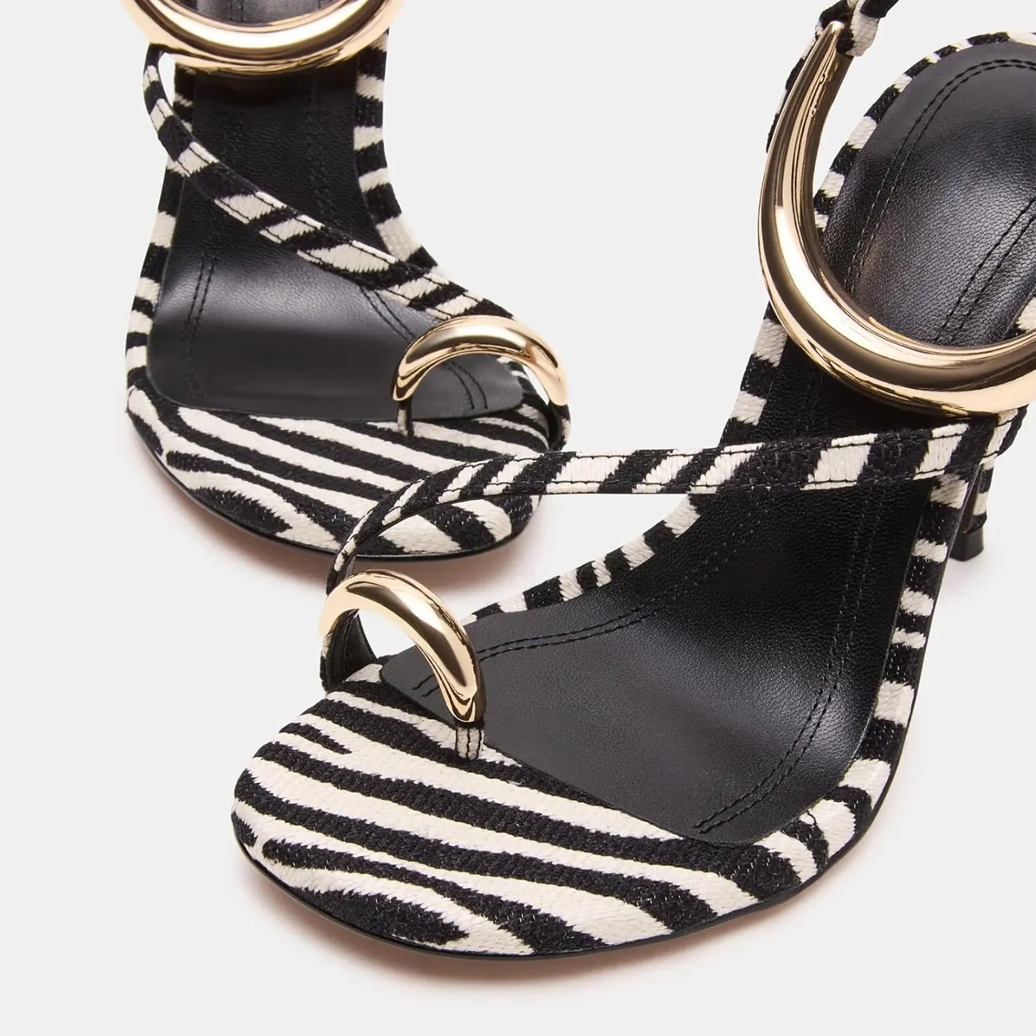 Yishaweiqi Metal Ankle Strap Heeled Sandals for Women Toe Ring Strappy Stiletto High Heels Square Toe Dress Sandals