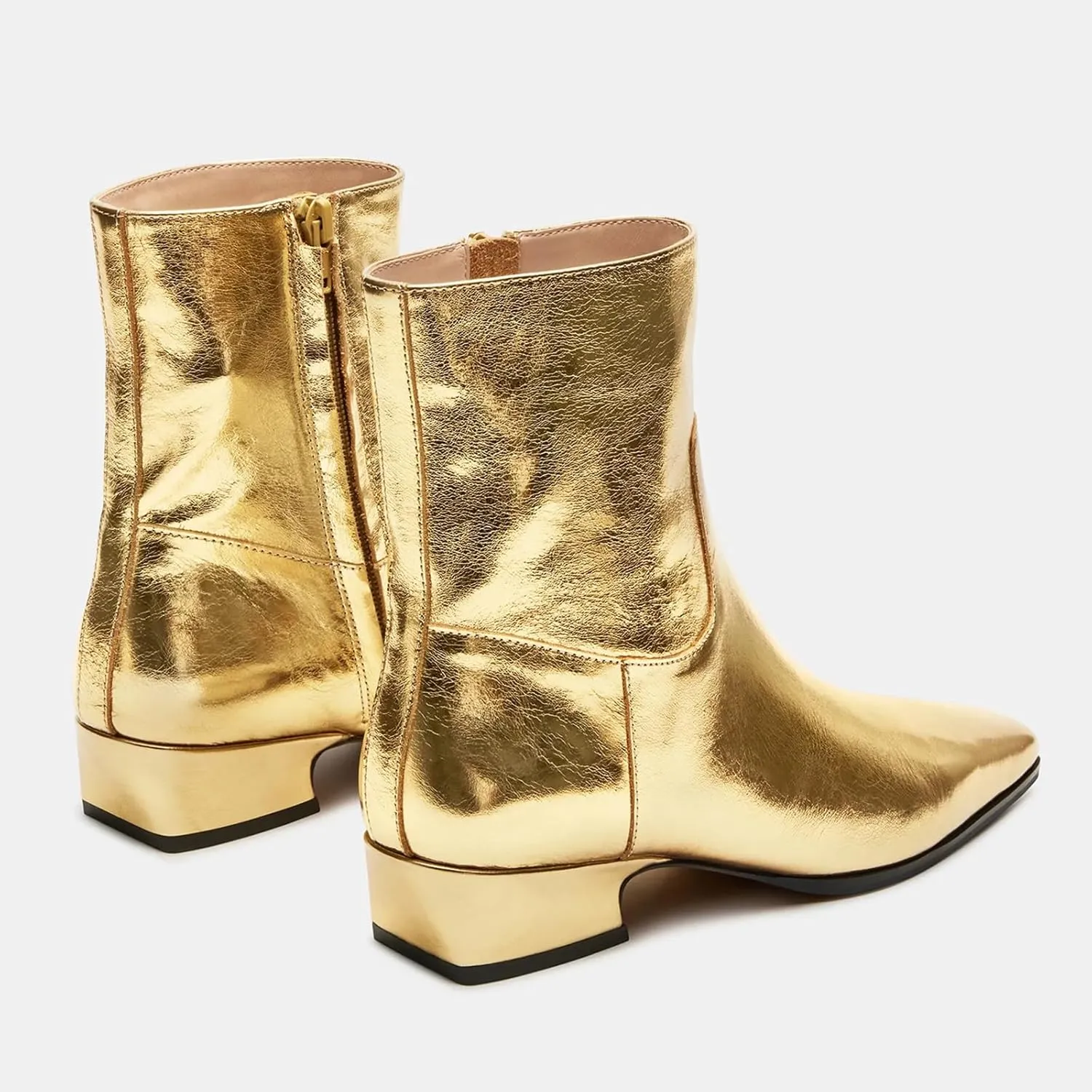 Yishaweiqi Square Toe Ankle Boots for Women Side Zipper Fall Short Boots Chunky Heel Booties Classic Low Heeled Boots