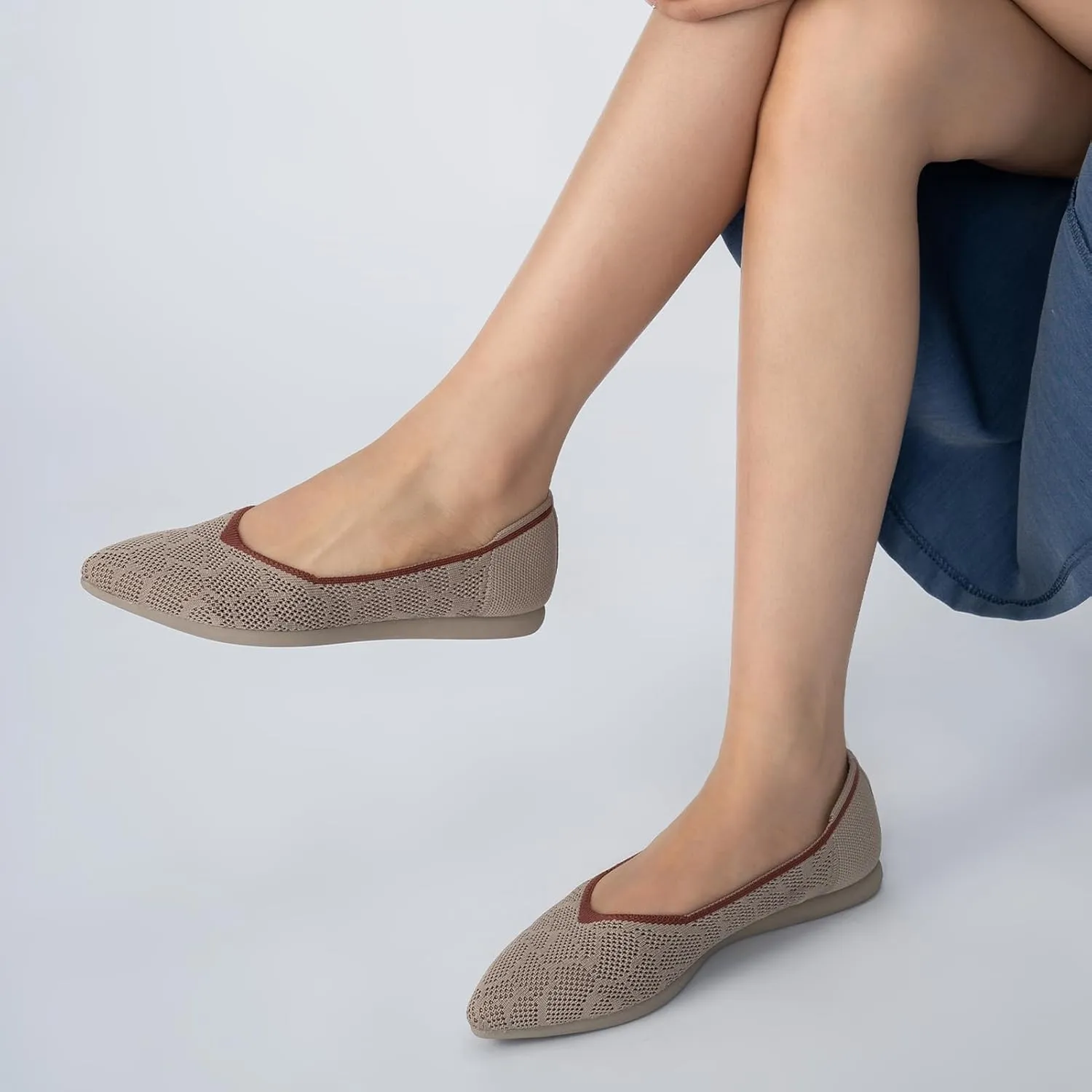 youngshow Women's Ballet Flats Comfortable Work Shoes, Casual Pointed Toe Flats for Office, Dressy Slip-On Walking Shoes
