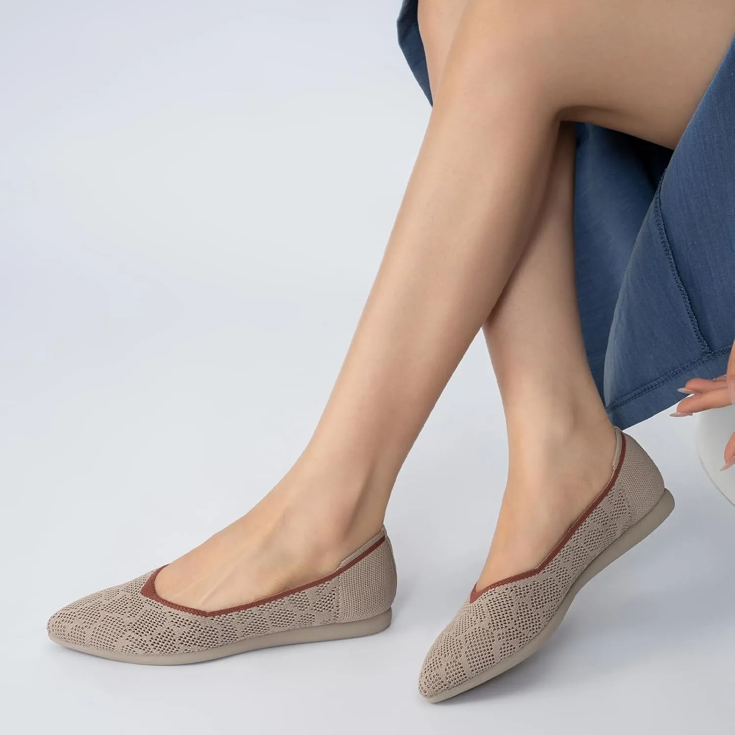 youngshow Women's Ballet Flats Comfortable Work Shoes, Casual Pointed Toe Flats for Office, Dressy Slip-On Walking Shoes