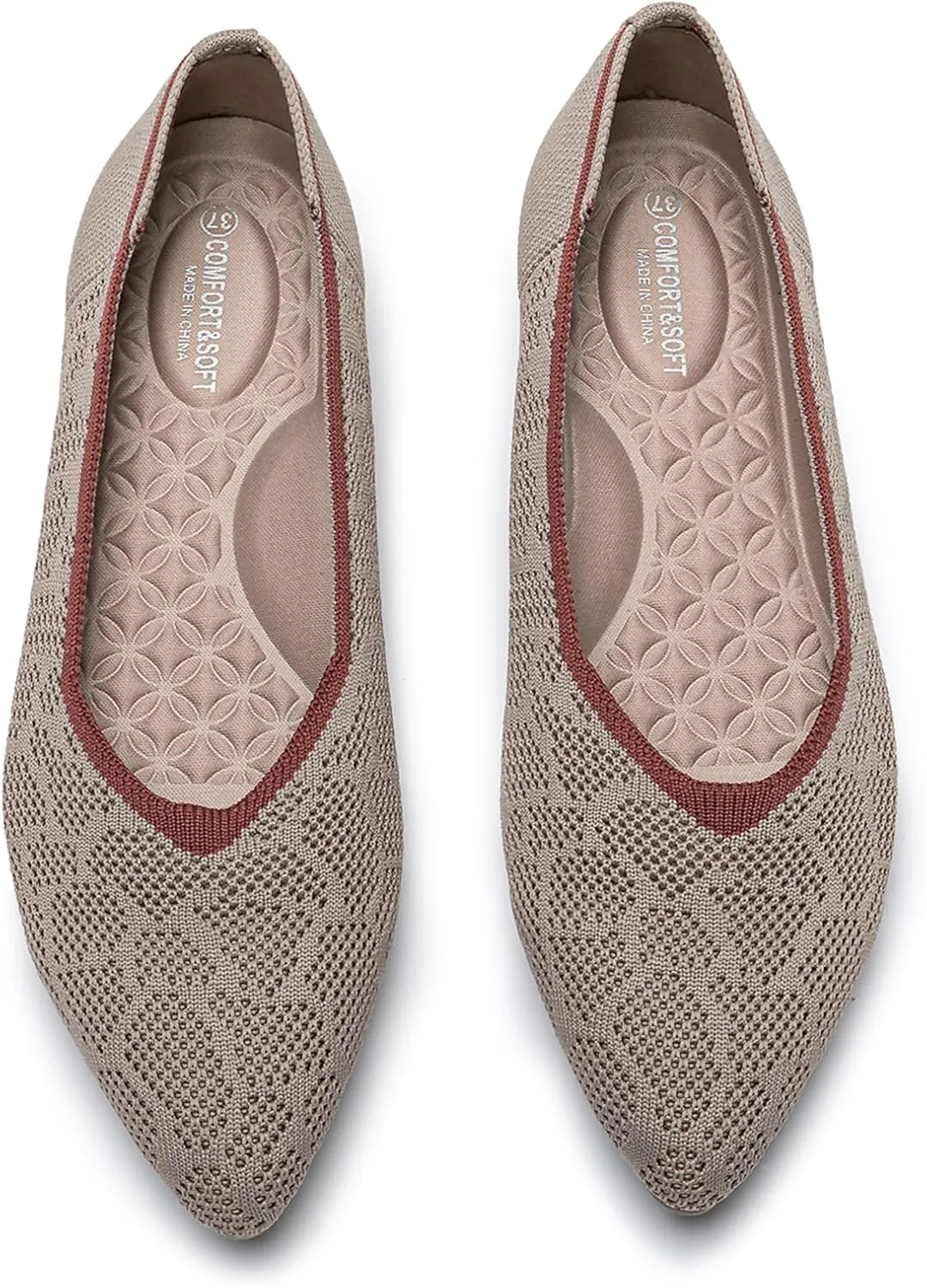 youngshow Women's Ballet Flats Comfortable Work Shoes, Casual Pointed Toe Flats for Office, Dressy Slip-On Walking Shoes