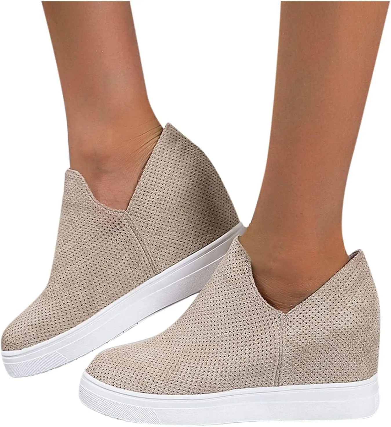 ZBYY Women's Platform Sneakers Hidden Heel Wedge Booties Canvas Shoes Fashion Walking Slip On Breathable Sneakers