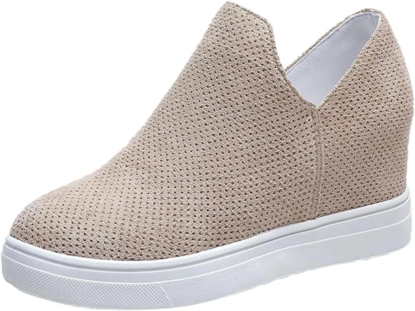 ZBYY Women's Platform Sneakers Hidden Heel Wedge Booties Canvas Shoes Fashion Walking Slip On Breathable Sneakers