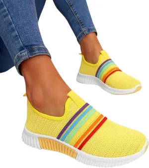 ZBYY Women's Walking Shoes Lightweight Colourful Slip On Casual Mesh Running Sneakers Breathable Athletic Tennis Sneakers