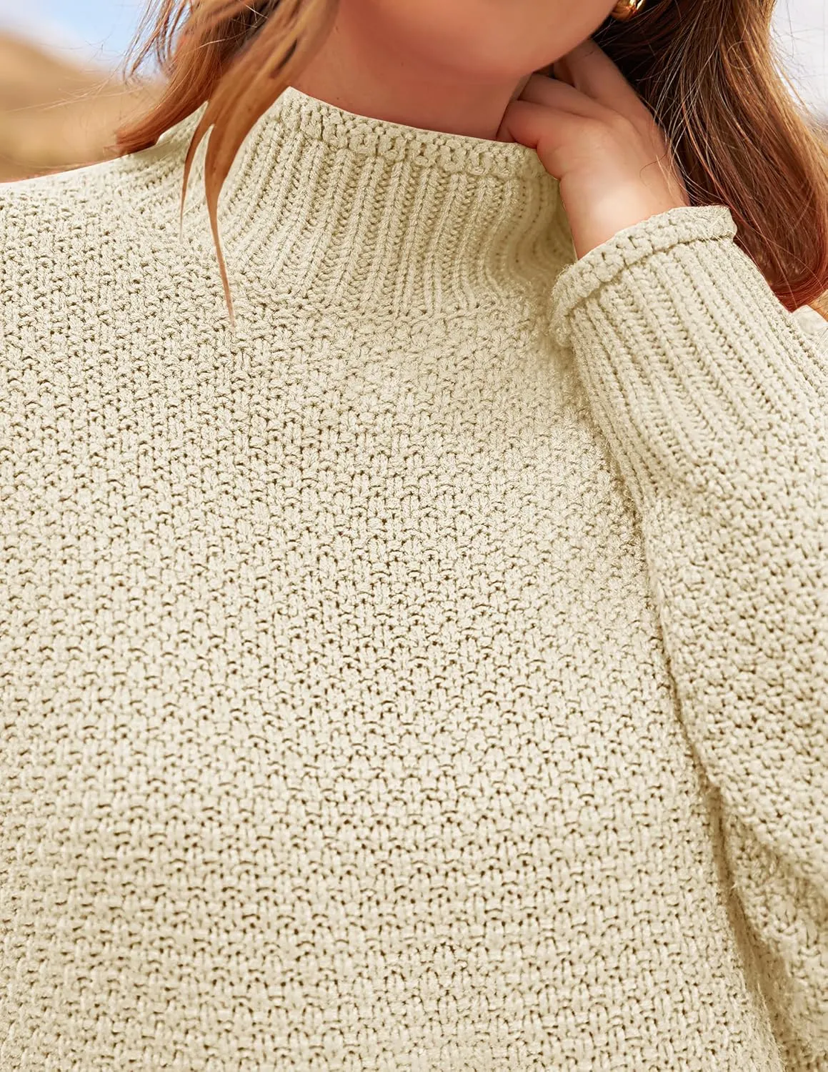 ZESICA Women's Turtleneck Batwing Sleeve Loose Oversized Chunky Knitted Pullover Sweater Jumper Tops