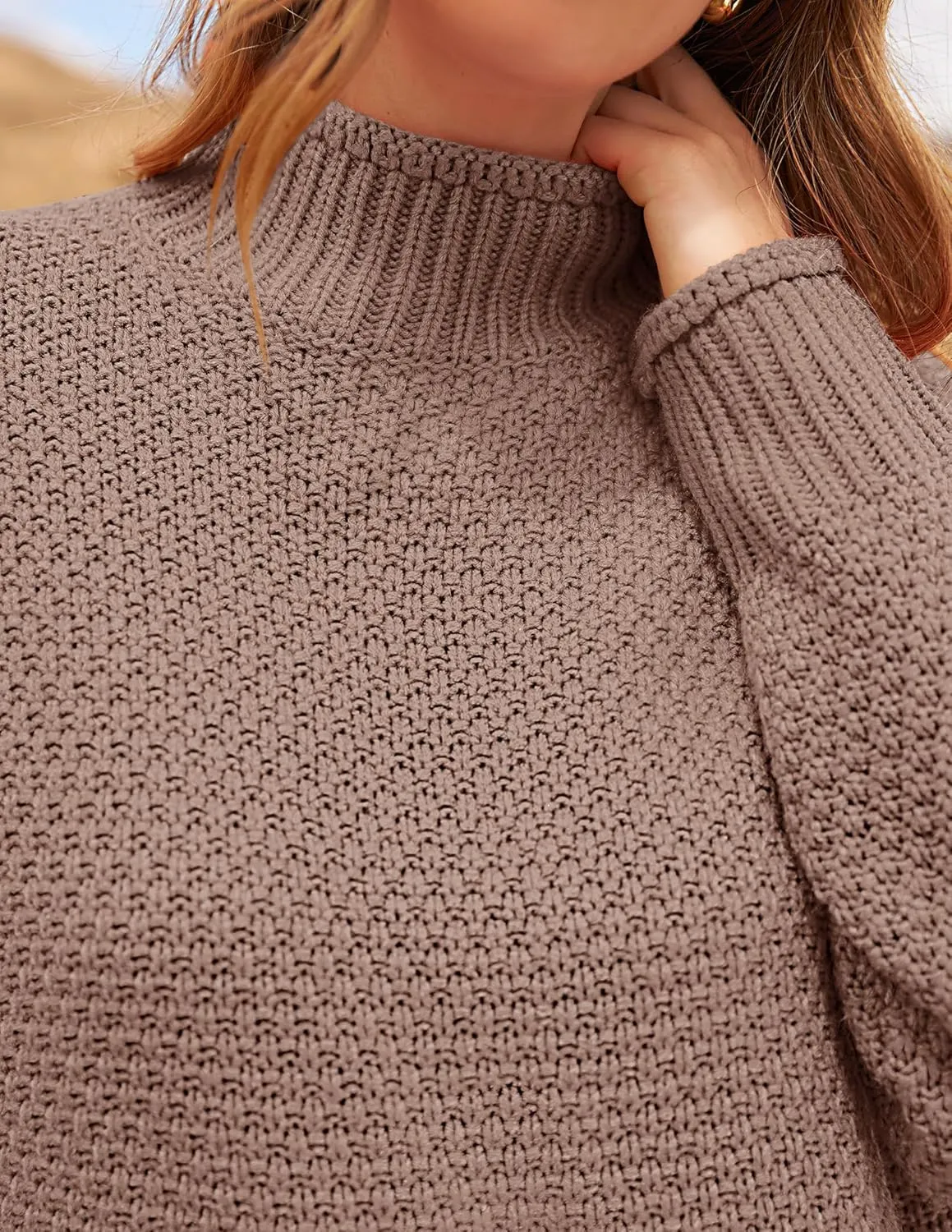 ZESICA Women's Turtleneck Batwing Sleeve Loose Oversized Chunky Knitted Pullover Sweater Jumper Tops