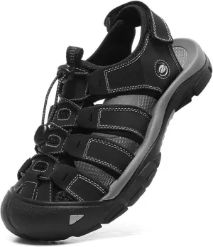 ziitop Mens Hiking Sandals Closed Toe Athletic Sport Sandals Leather Athletic Lightweight Trail Walking Casual Water Shoes