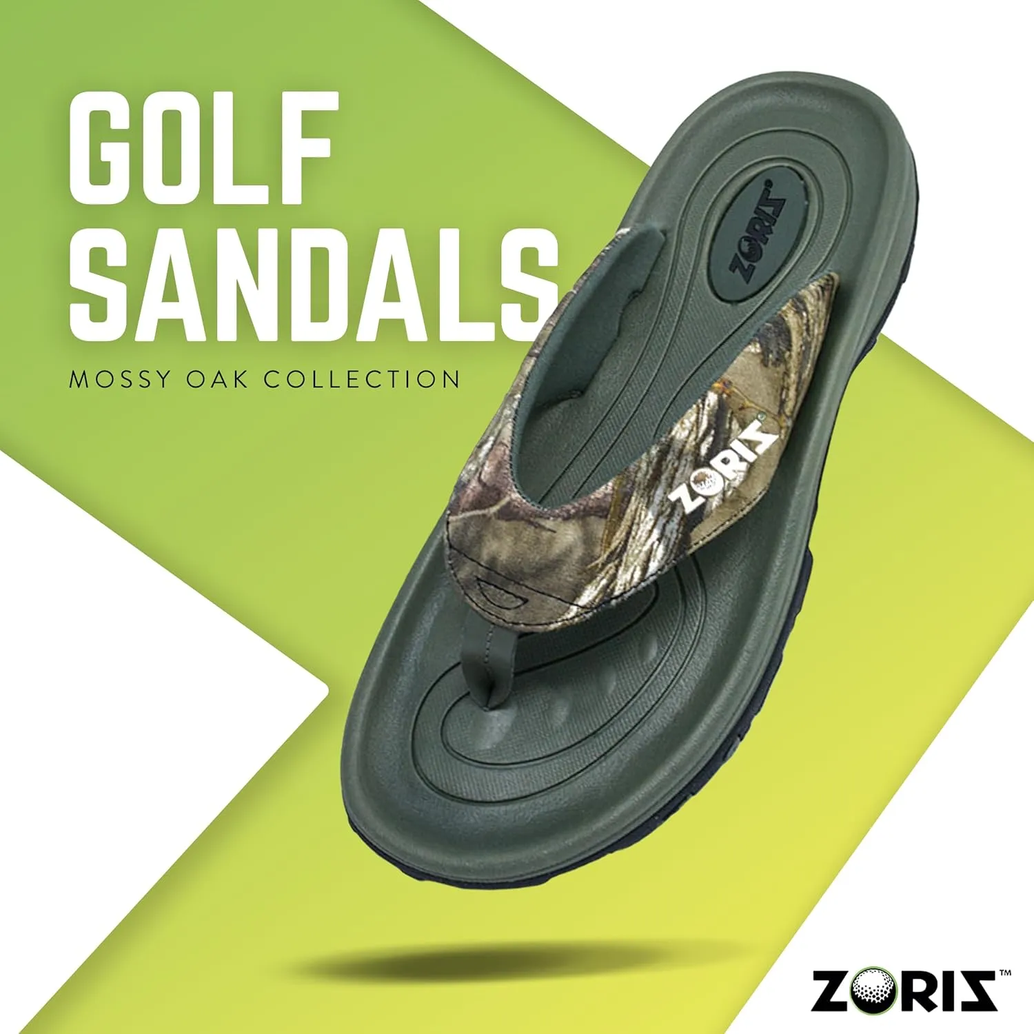 ZORIZ Mossy Oak Golf Sandals for Women and Men, Thong Flip Flops With Removable Spikes, Golf Footwear With Deeper Heel Cup and Higher Sidewalls for Comfort