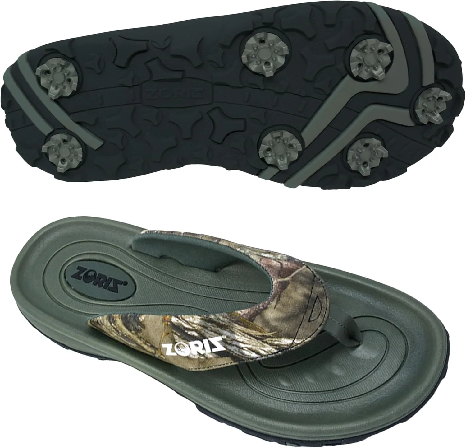 ZORIZ Mossy Oak Golf Sandals for Women and Men, Thong Flip Flops With Removable Spikes, Golf Footwear With Deeper Heel Cup and Higher Sidewalls for Comfort
