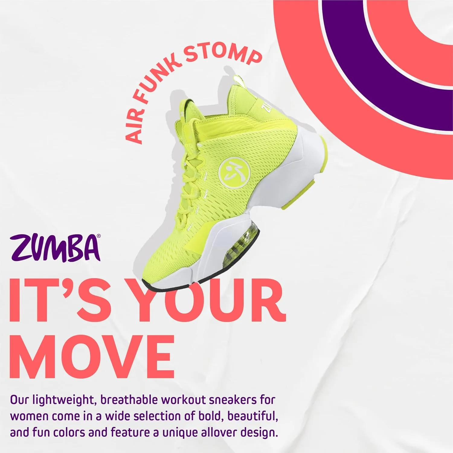 ZUMBA Women's Air Funk Stomp Sneakers, Mid-Top Dance Sneakers