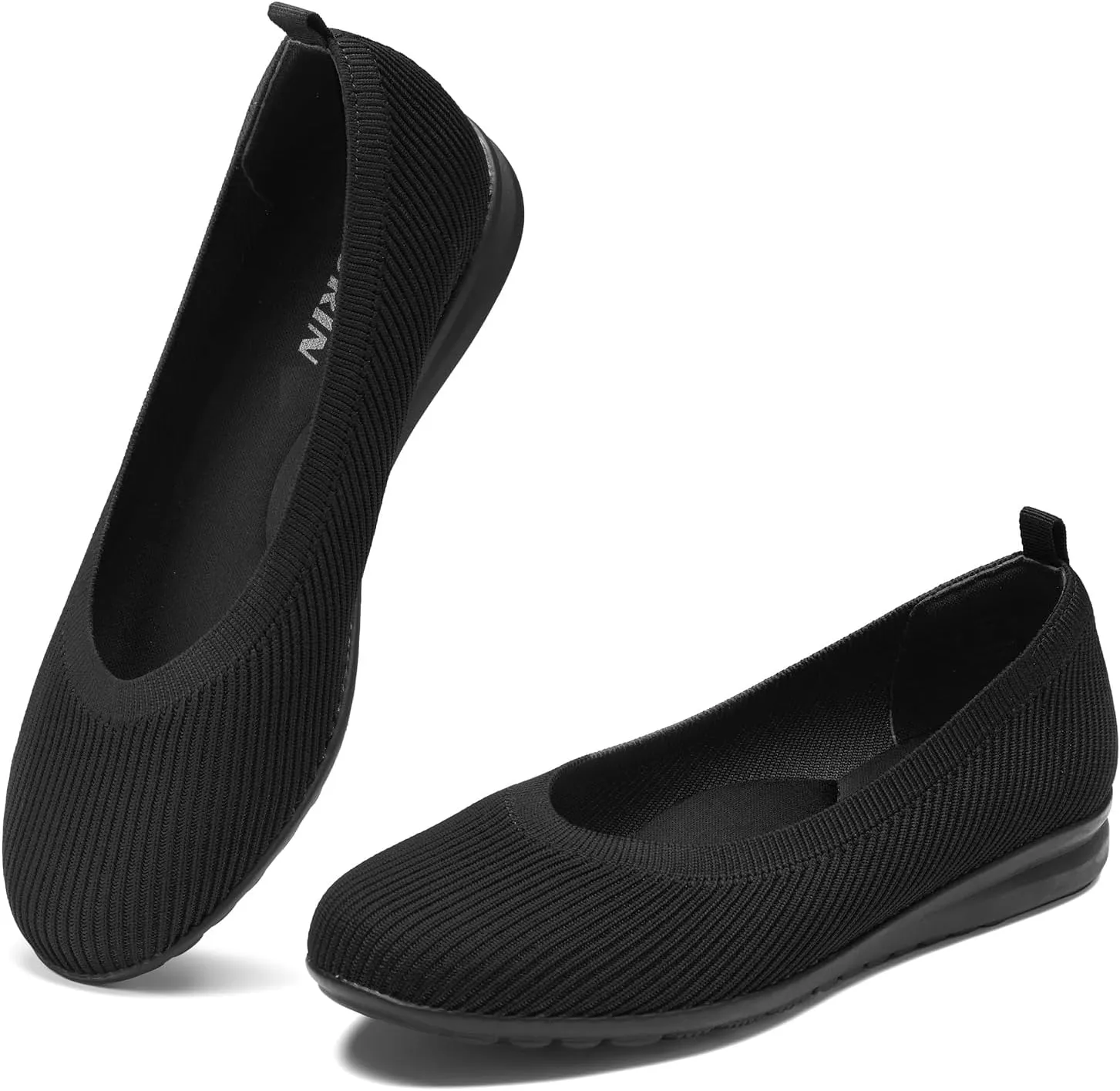 ZURIN Womens Knit Ballet Flats with Arch Support Comfortable Ballet Dressy Flats,Round Toe Slip On Flats Dress Shoes for Dressy Work Casual
